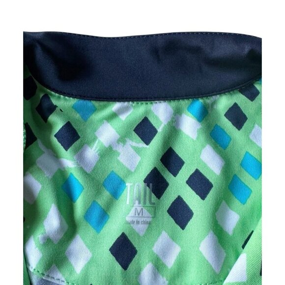 Tail Women's Sz M Green Geometric Print Half Zip Long Sleeve Golf Pullover Top - Picture 4 of 8
